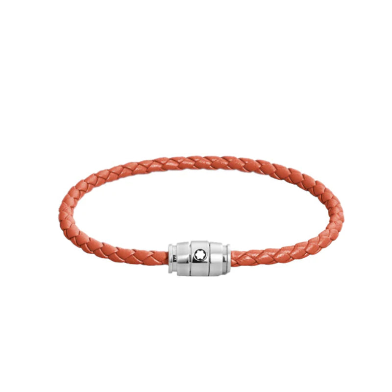 Bracelet Montblanc Meisterstück en acier 3 anneaux en cuir cayenne