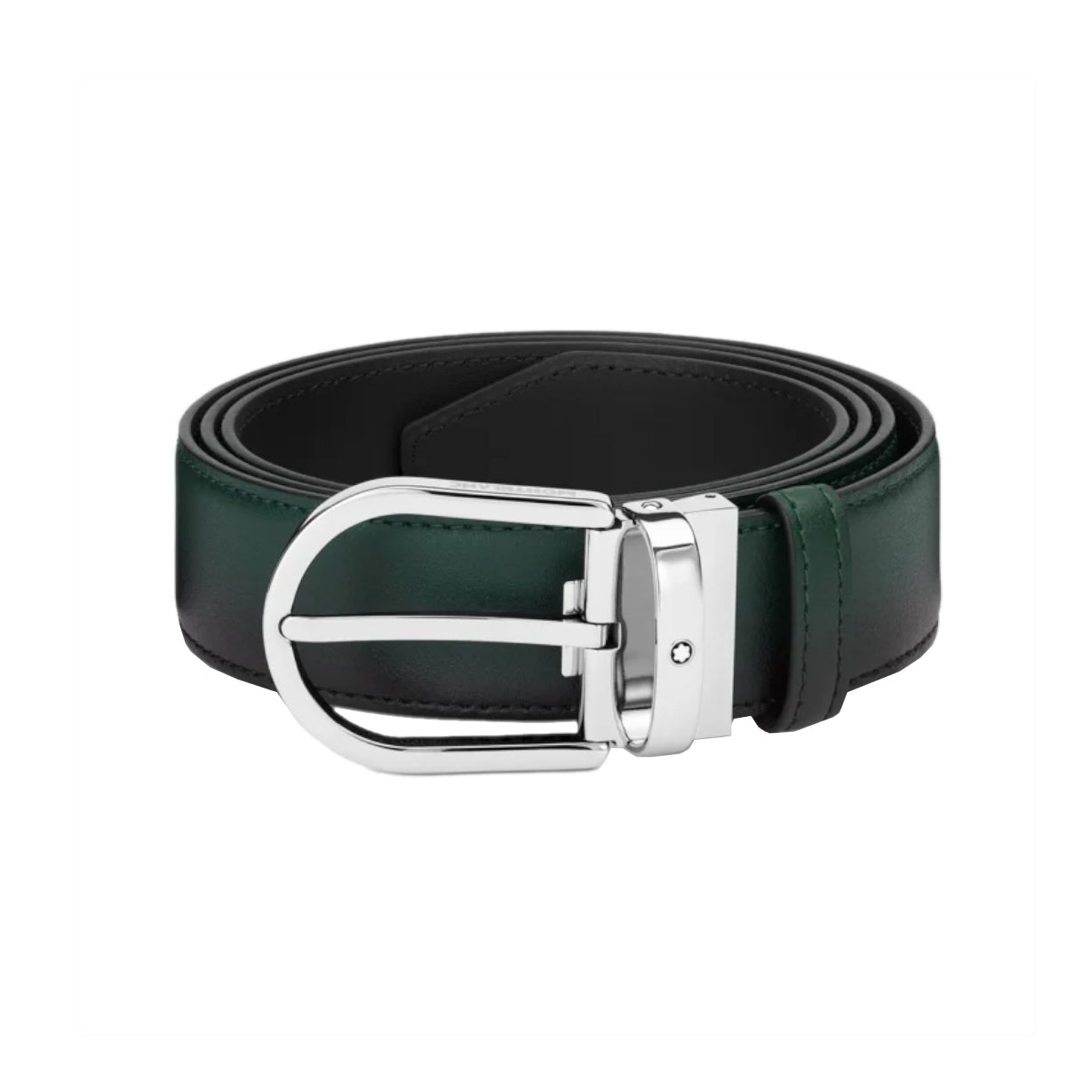 Montblanc Ceinture à boucle fer à cheval de 35 mm en cuir Sfumato couleur vert anglais