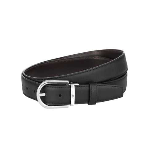 Ceinture réversible à boucle fer à cheval de 30 mm en cuir noir/marron